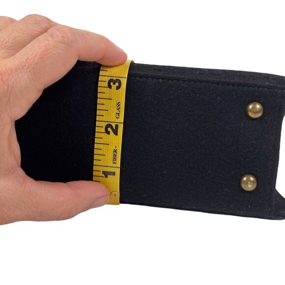 1950s Vintage Suede Handbag Gathered Fabric Clasp Gold Hardware Black VTG - Picture 12 of 14